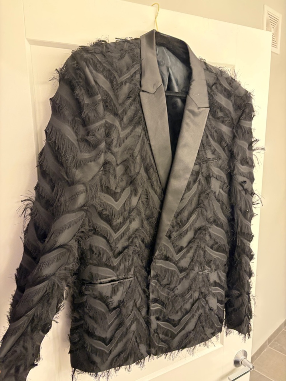 ASOS Black Textured Feather-Effect Blazer